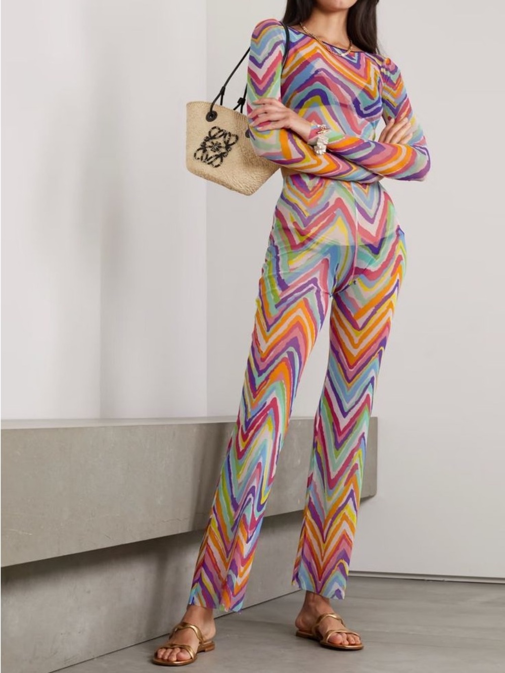 Missoni vibrant multicolored zig zag beach cover up pants